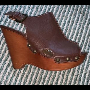 Nine West Chocolate Clog Wedges